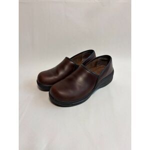 Professional Brown Leather Comfort Clogs Slip-On Nursing Work Shoes Size 39
